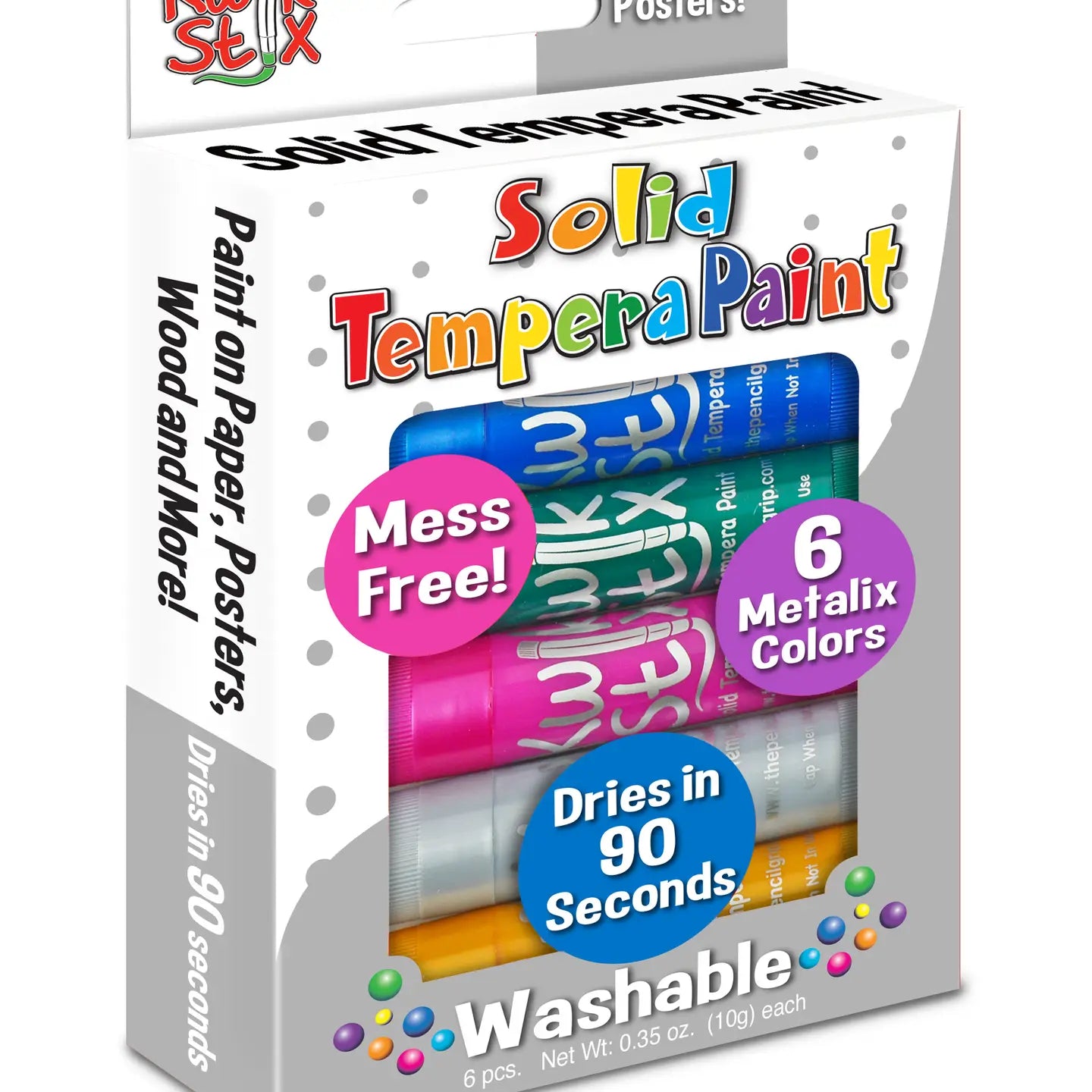 Kwikstix Tempera Paint - 6 Metalix Colors